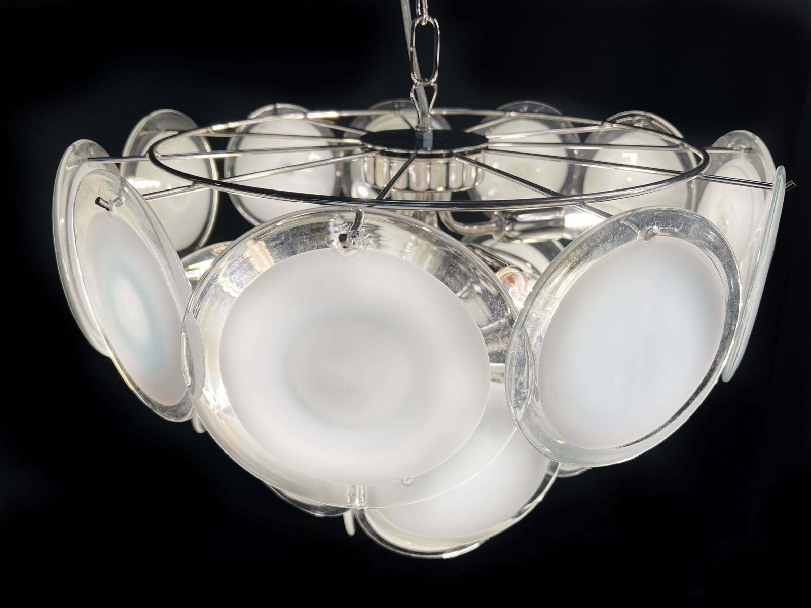 Disc White Murano Glass Chandelier By Vistosi photo furniture