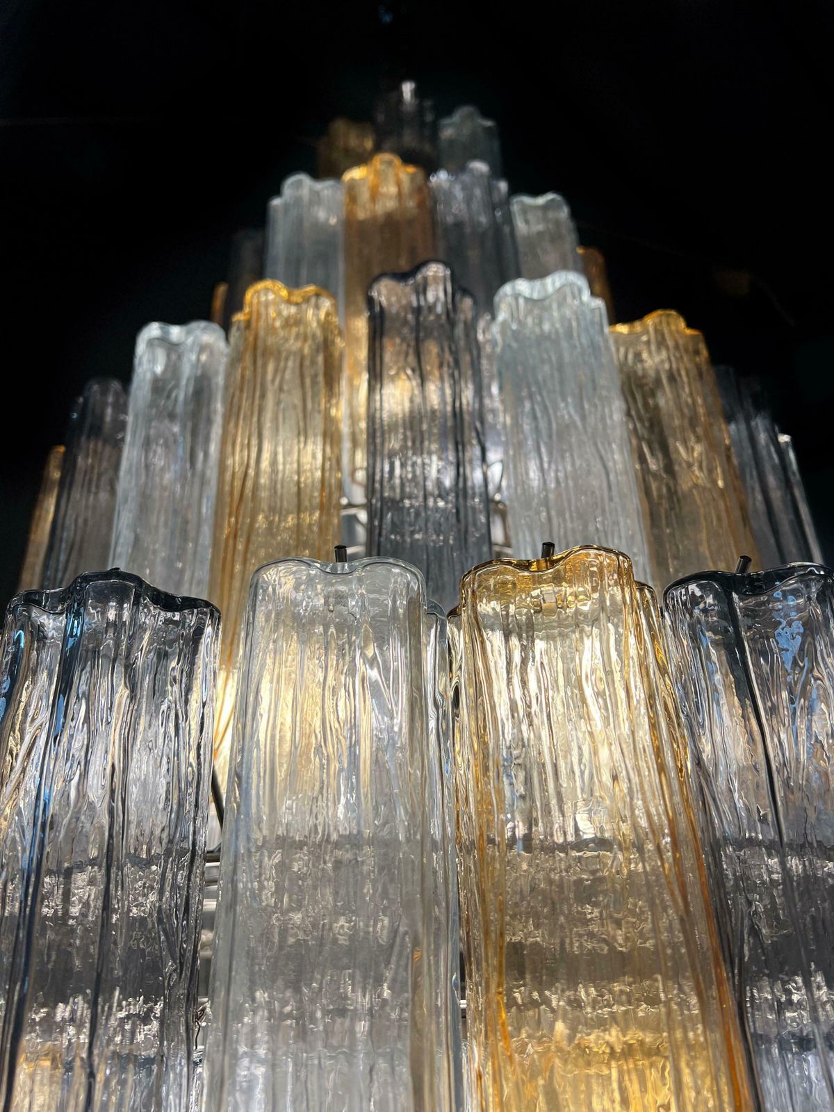 Majestic Gold Fumé And Clear Murano Chandelier By Valentina Planta photo vintage