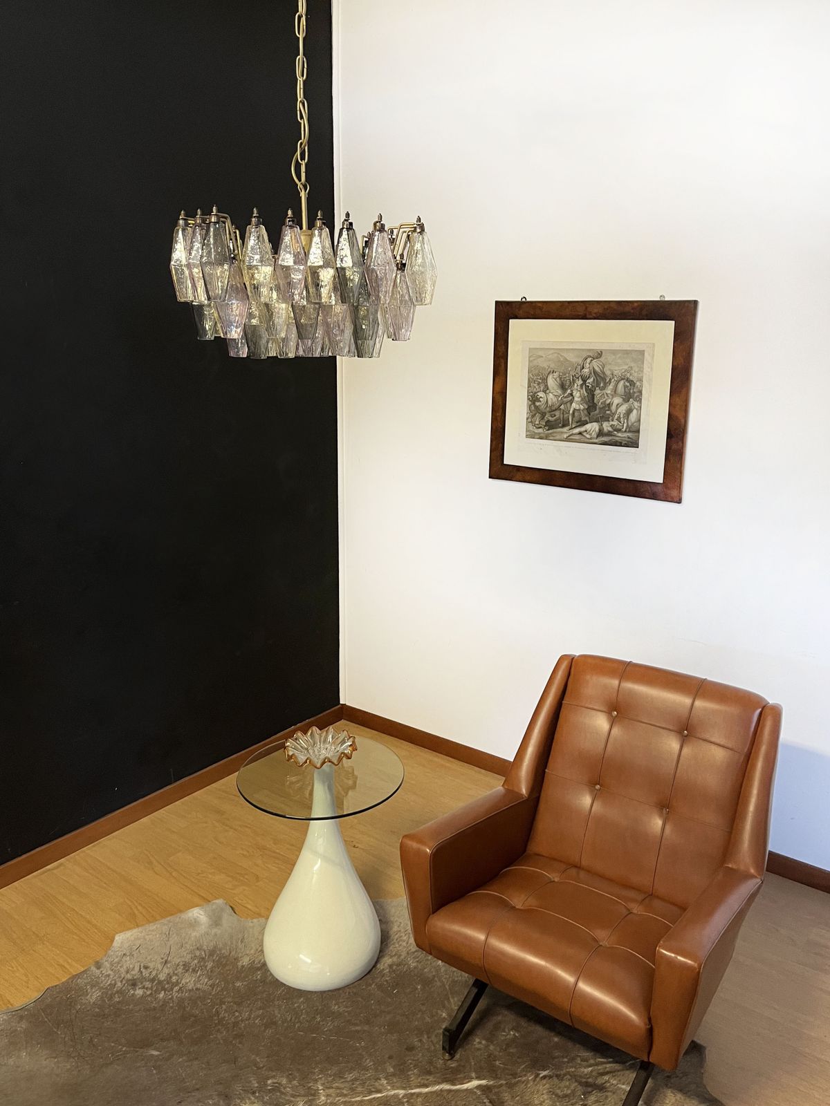 Elegant Murano Poliedri Chandelier   Carlo Scarpa   56 Multicolored Glasses photo vinterior