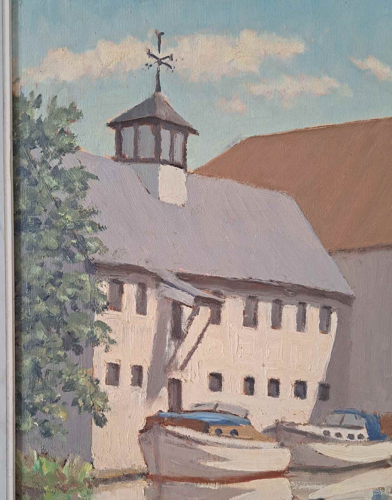 Large Vintage Oil On Canvas Painting By Hugh Boycott Brown Rmsa Wapping Group photo furniture