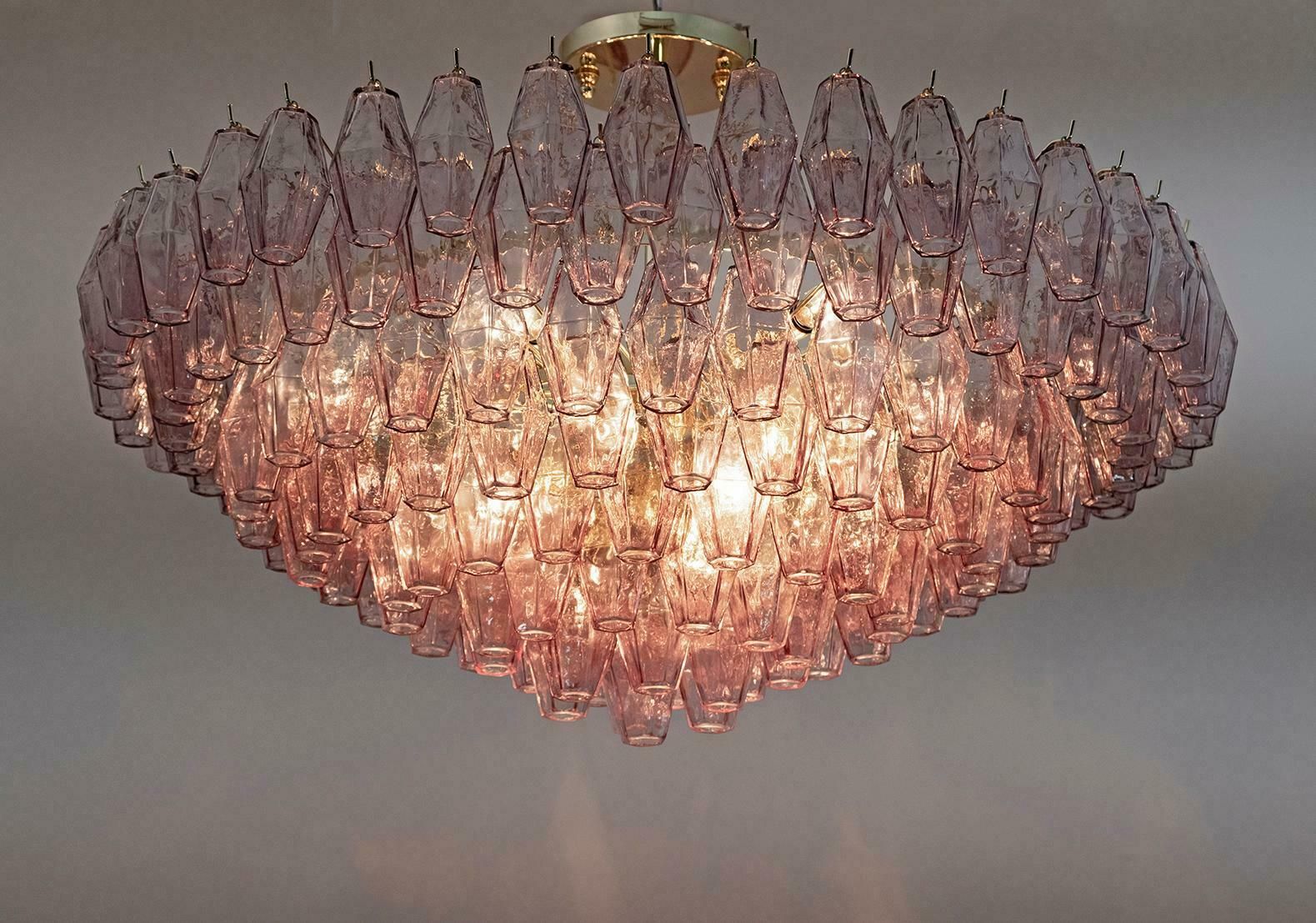 Carlo Scarpa Mid Century Modern Murano Glass Poliedri Chandelier By Venini photo for sale