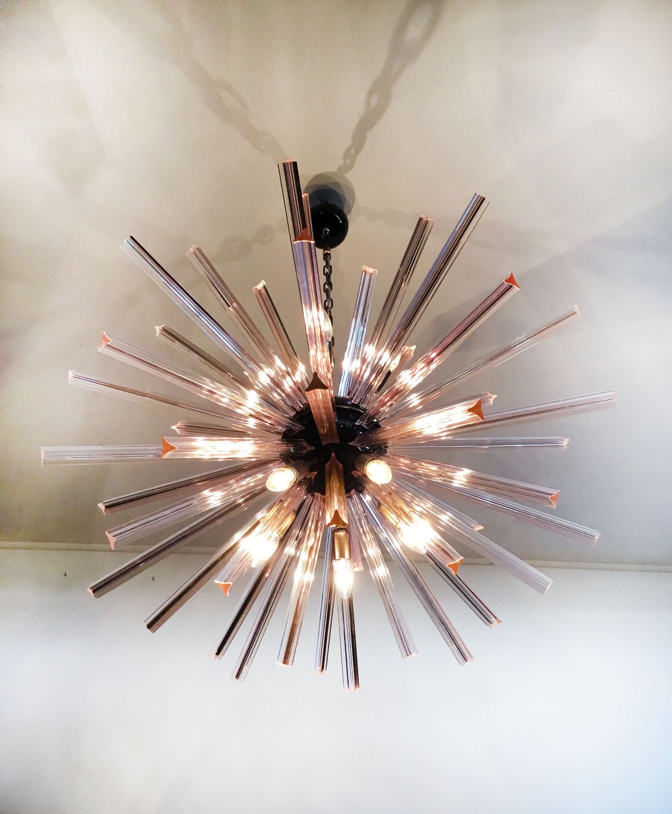 photo furniture Crystal Prism Sputnik Chandeliers   50 Pink Prisms