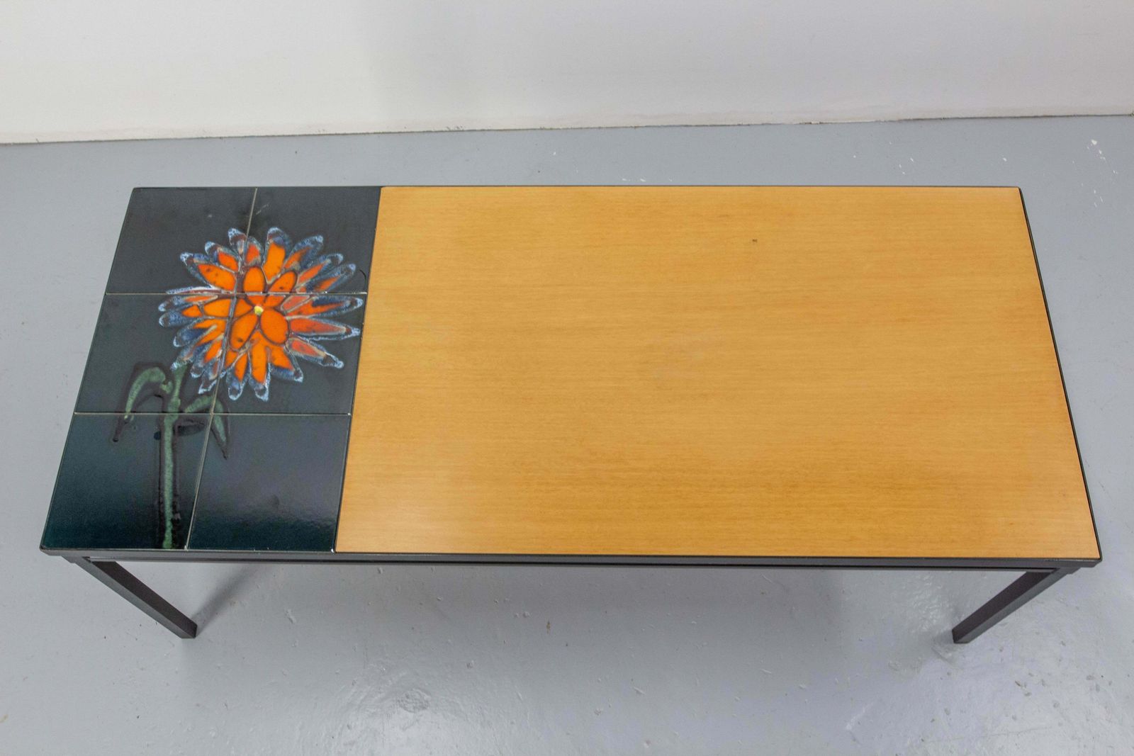 French Coffee Table Vallauris Glazed Ceramics Poplar And Iron, Circa 1970 photo 1219.0