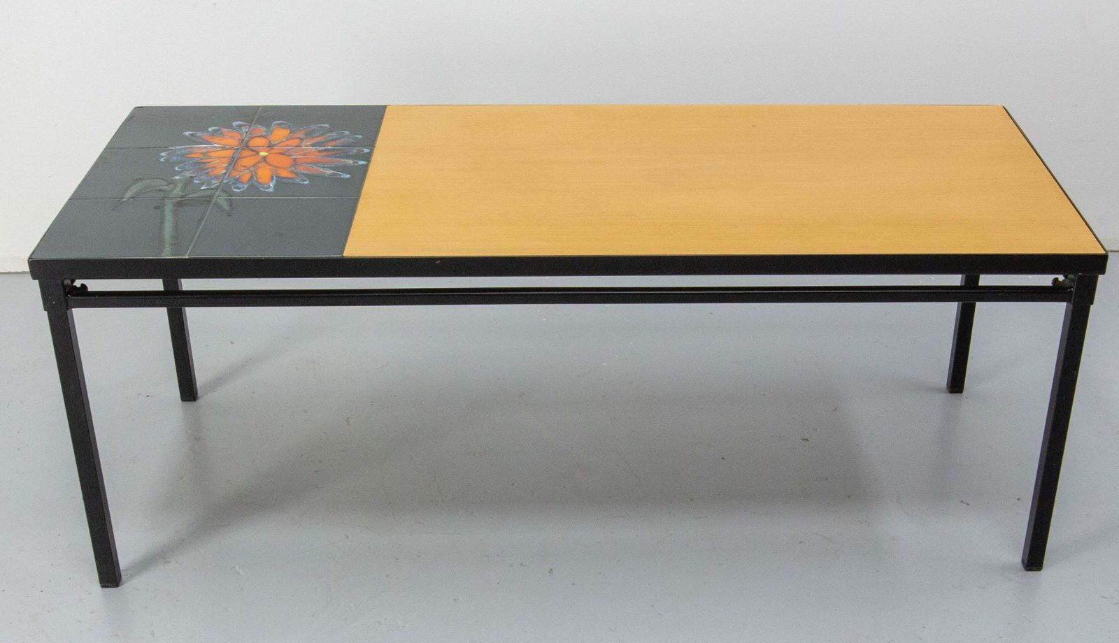 photo furniture French Coffee Table Vallauris Glazed Ceramics Poplar And Iron, Circa 1970