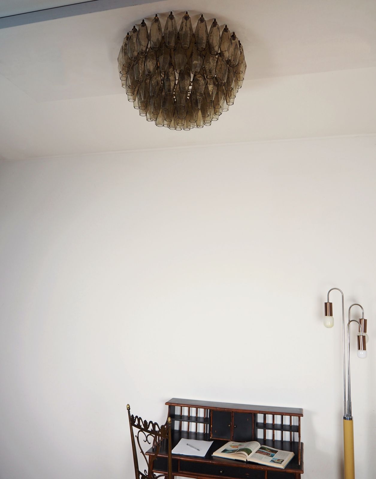 Lighting Elegant Murano Poliedri Ceiling Light   Carlo Scarpa   Smoked Glasses photo