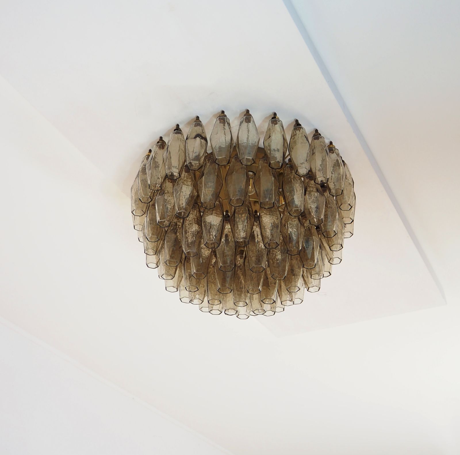 photo vinterior Elegant Murano Poliedri Ceiling Light   Carlo Scarpa   Smoked Glasses