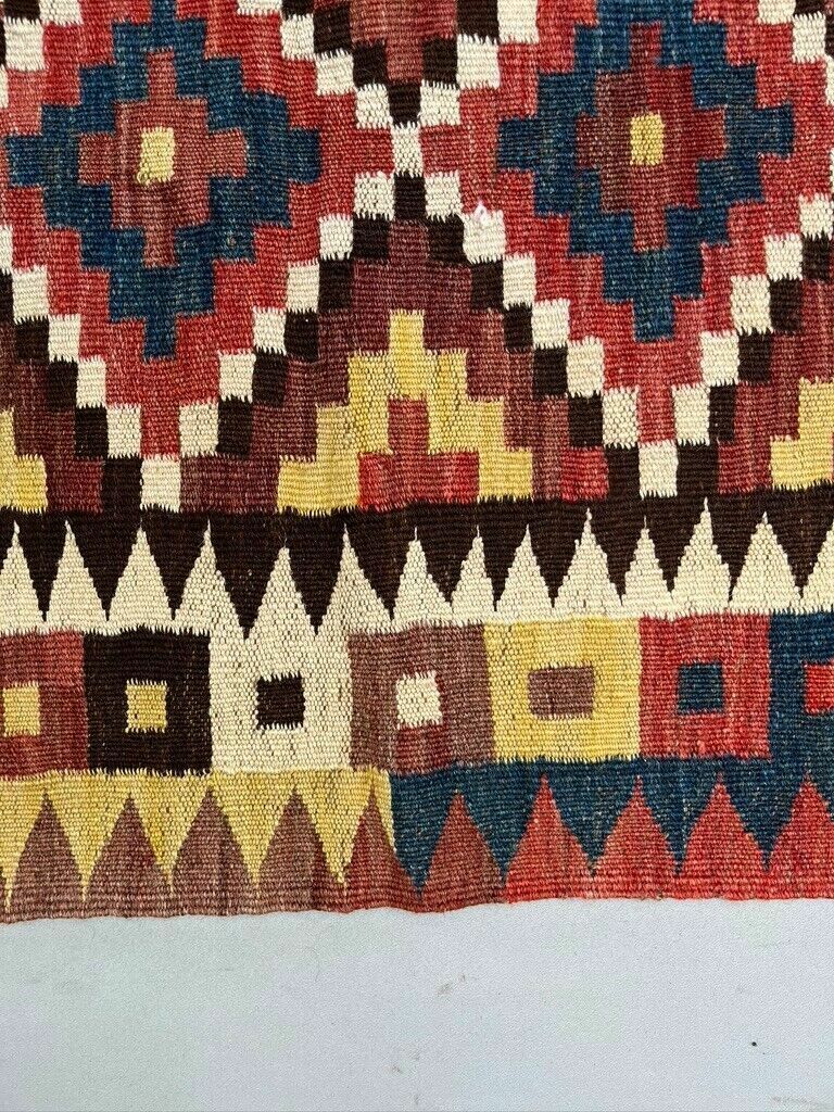 Vintage Afghan Tribal Kilim Wool Rug 390x185 Cm Red, Orange, Brown, Black Large photo vinterior