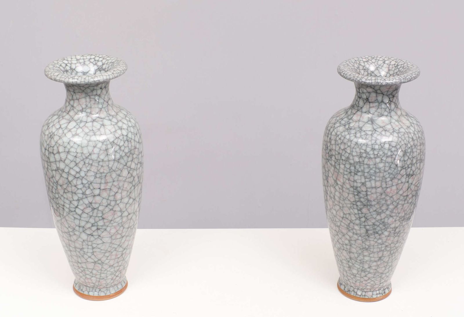 Set Large Chinese Handmade Antique Ice Crack Glaze Vases photo 725.0