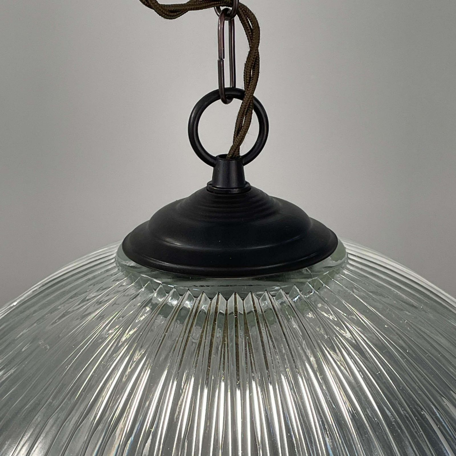 Art Deco Holophane Industrial Glass Pendant Lamp, France, 1930s photo buy