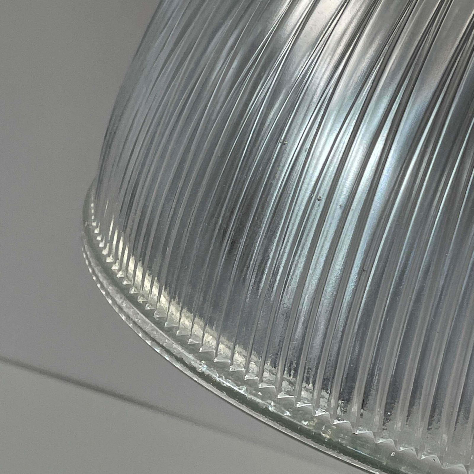 784.0 Art Deco Holophane Industrial Glass Pendant Lamp, France, 1930s photo
