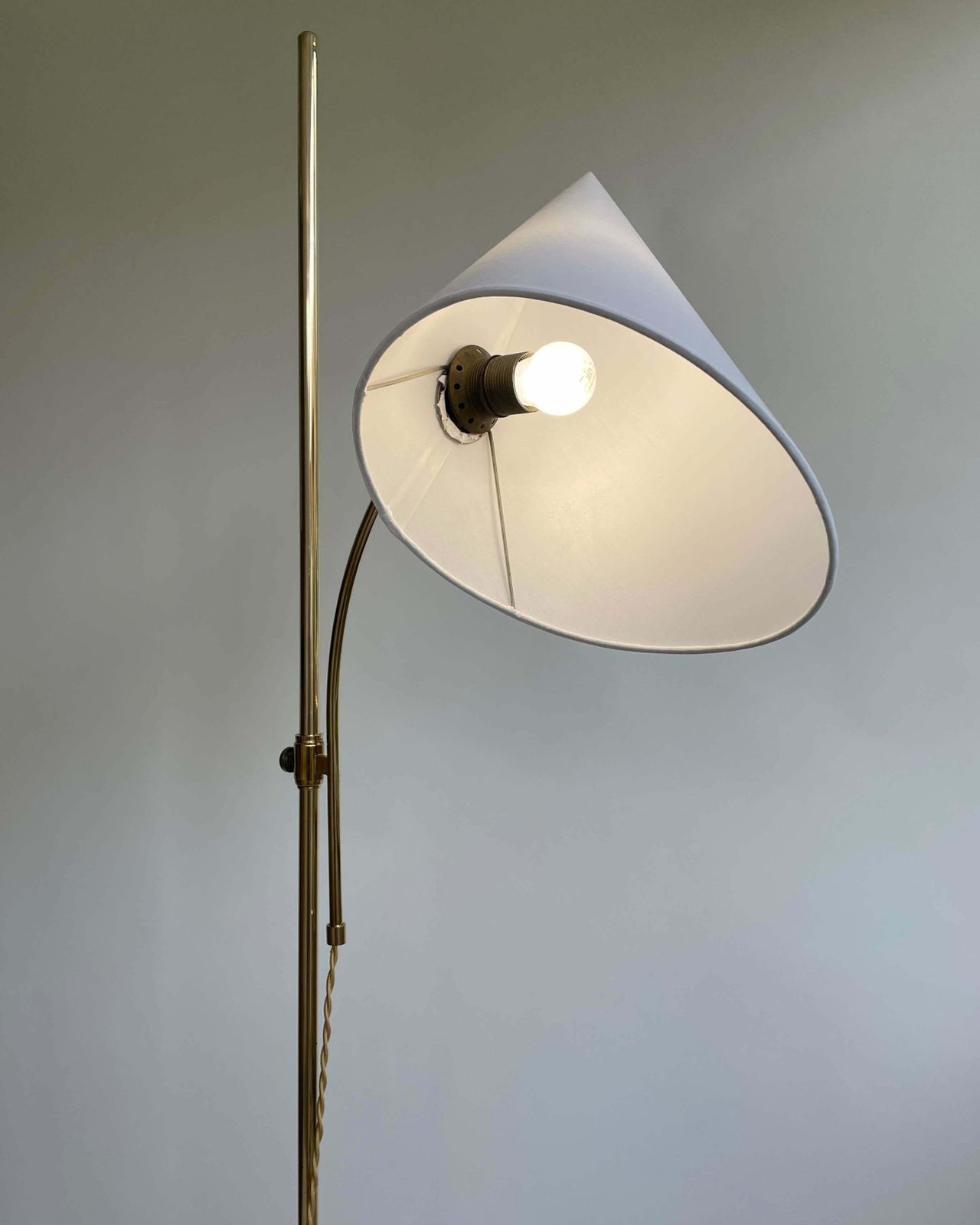Swedish Designer Adjustable Witches Hat Brass Floor Lamp, 1950s photo buy