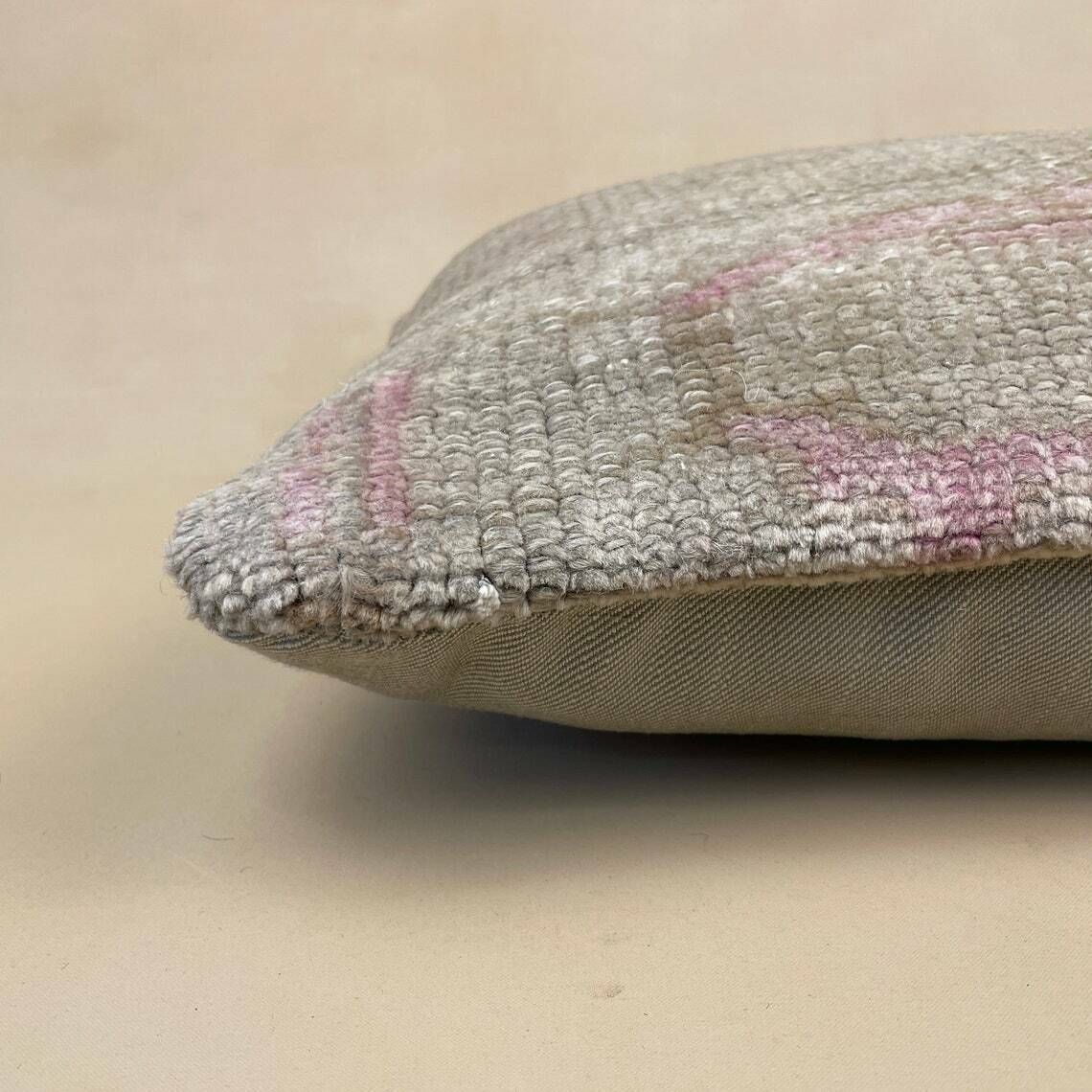 Antique Kilim Cushion Turkish  Pillow Feather Filled Handwoven Muted Beige Pink photo furniture