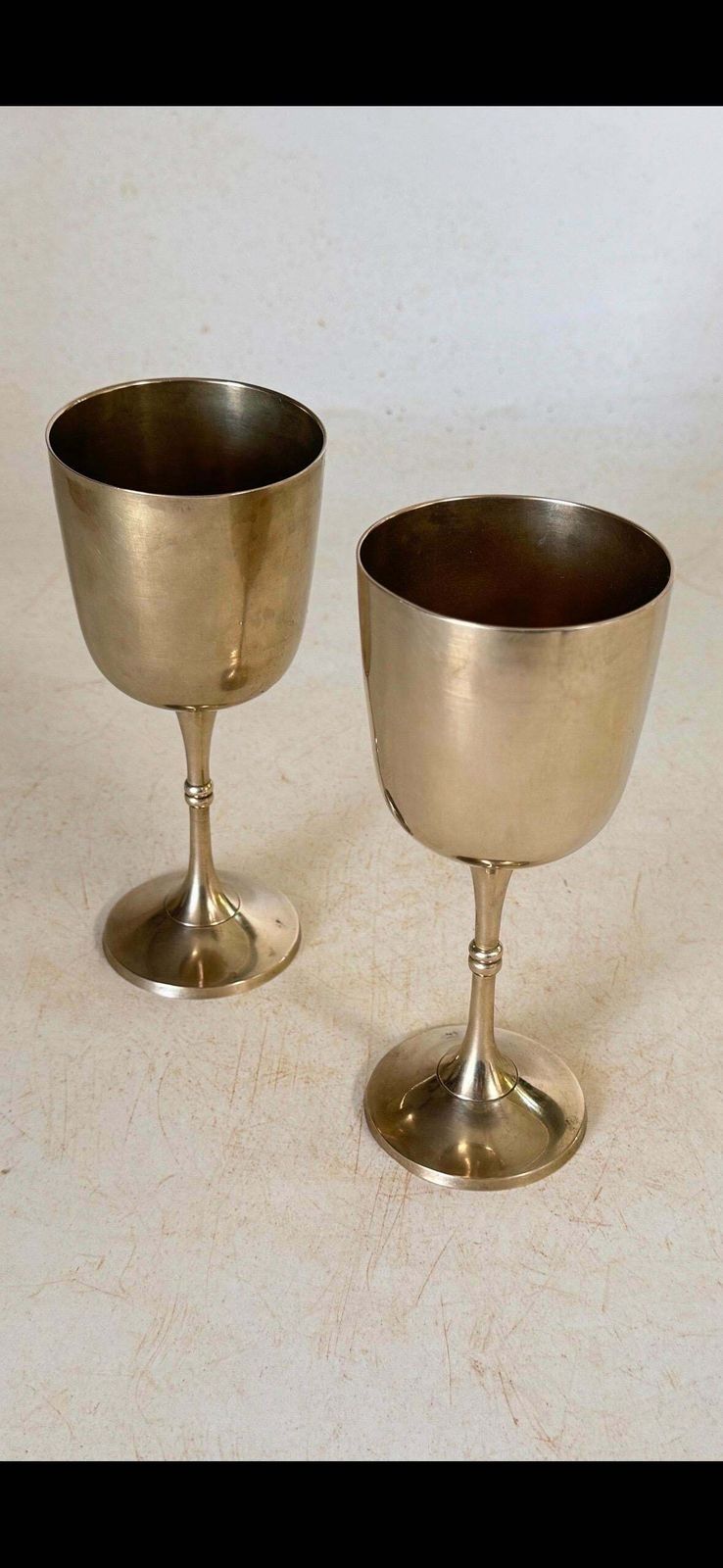 French Pair Of Chalices In Metal Circa 1960 France Silvered Color photo Home Decor