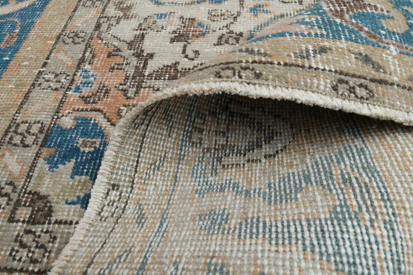 7x10 Orange Blue Rug, Handmade Vintage Turkish Rug, 7x10 Area Rug, Antique Large Rug, Wool Rug, Home Decor, Living Room Rug, 7.3x10.5 Ft photo 1285.0