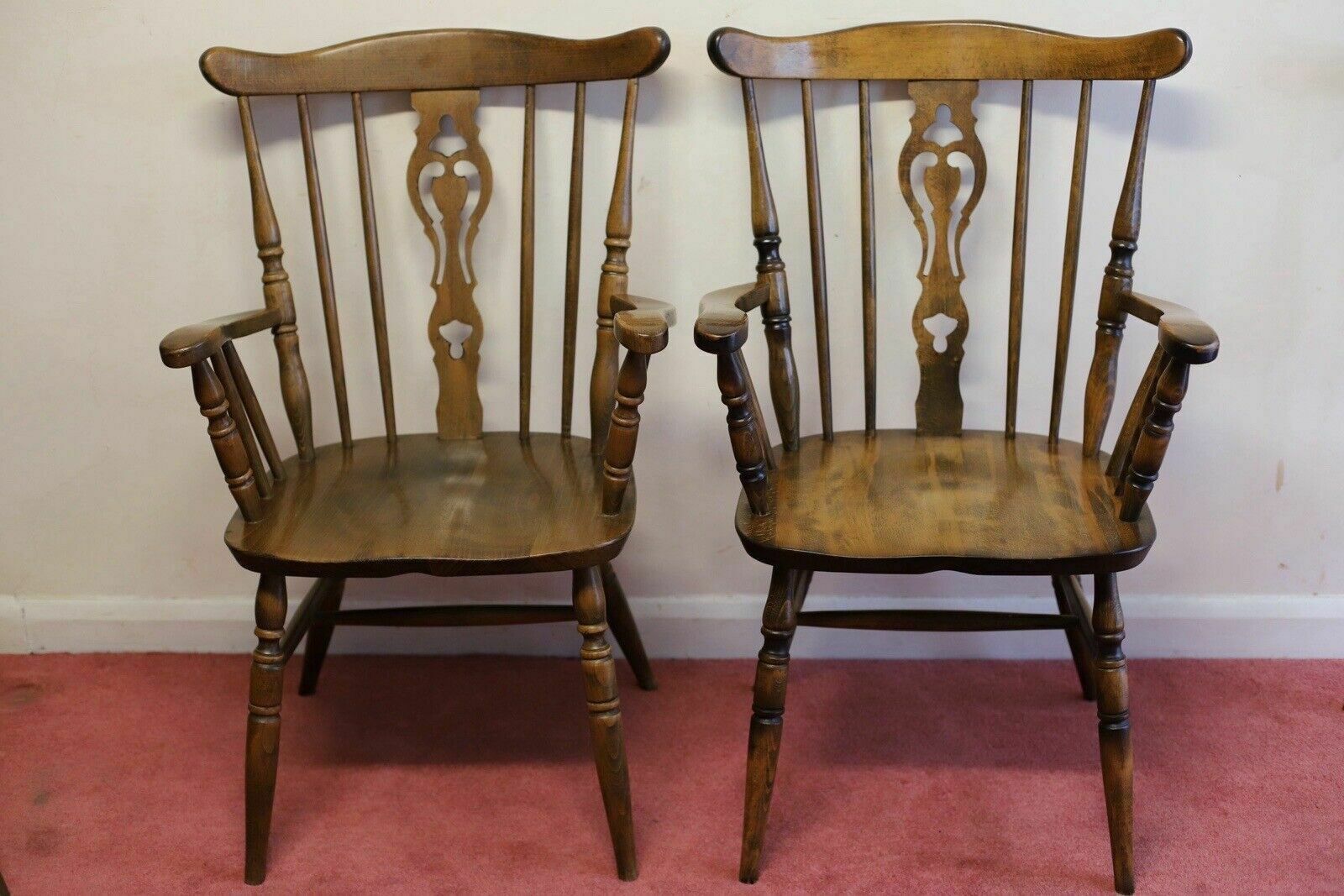 Lovely Set Of Five Beech Farmhouse Armchairs photo vintage