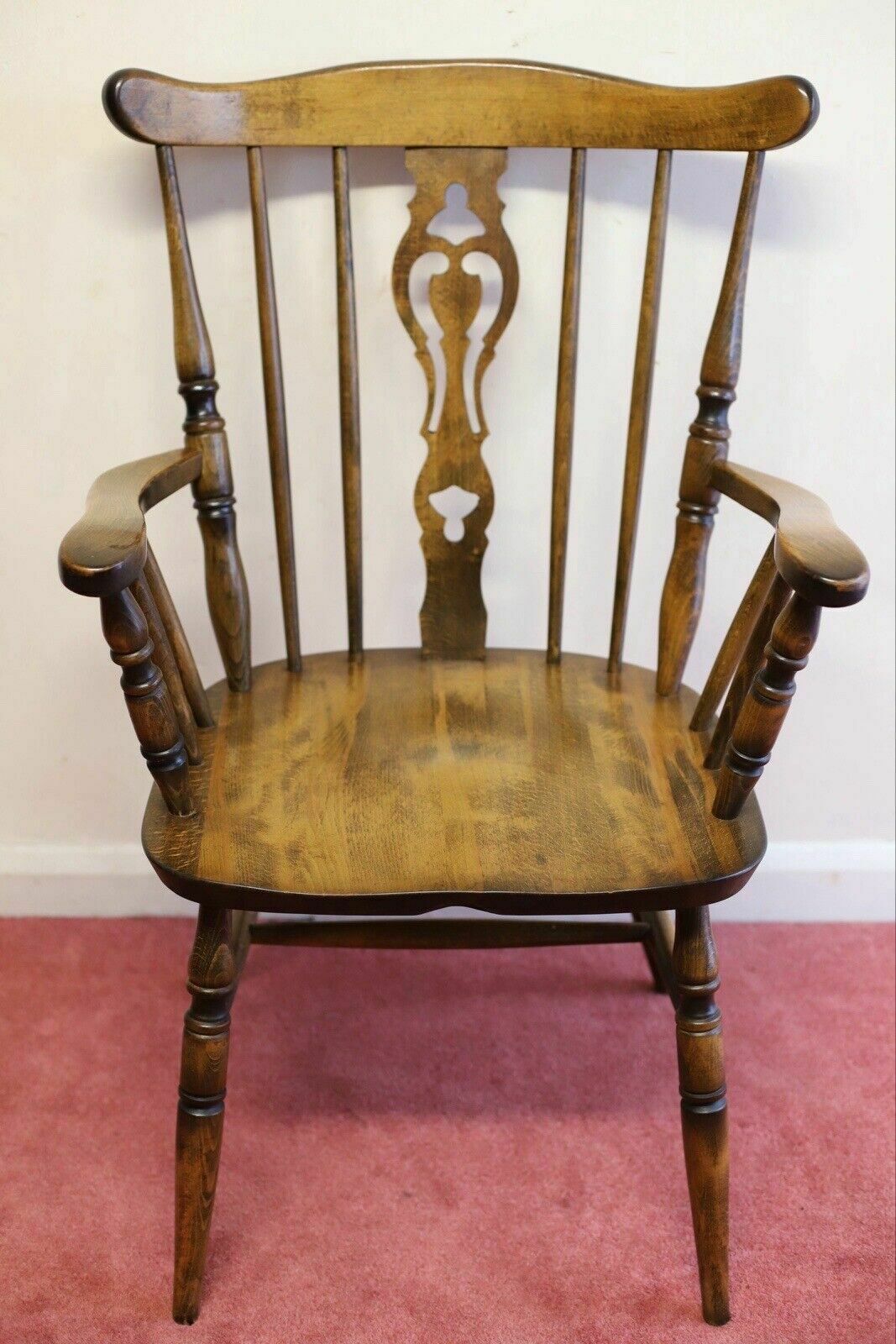 photo vintage Lovely Set Of Five Beech Farmhouse Armchairs