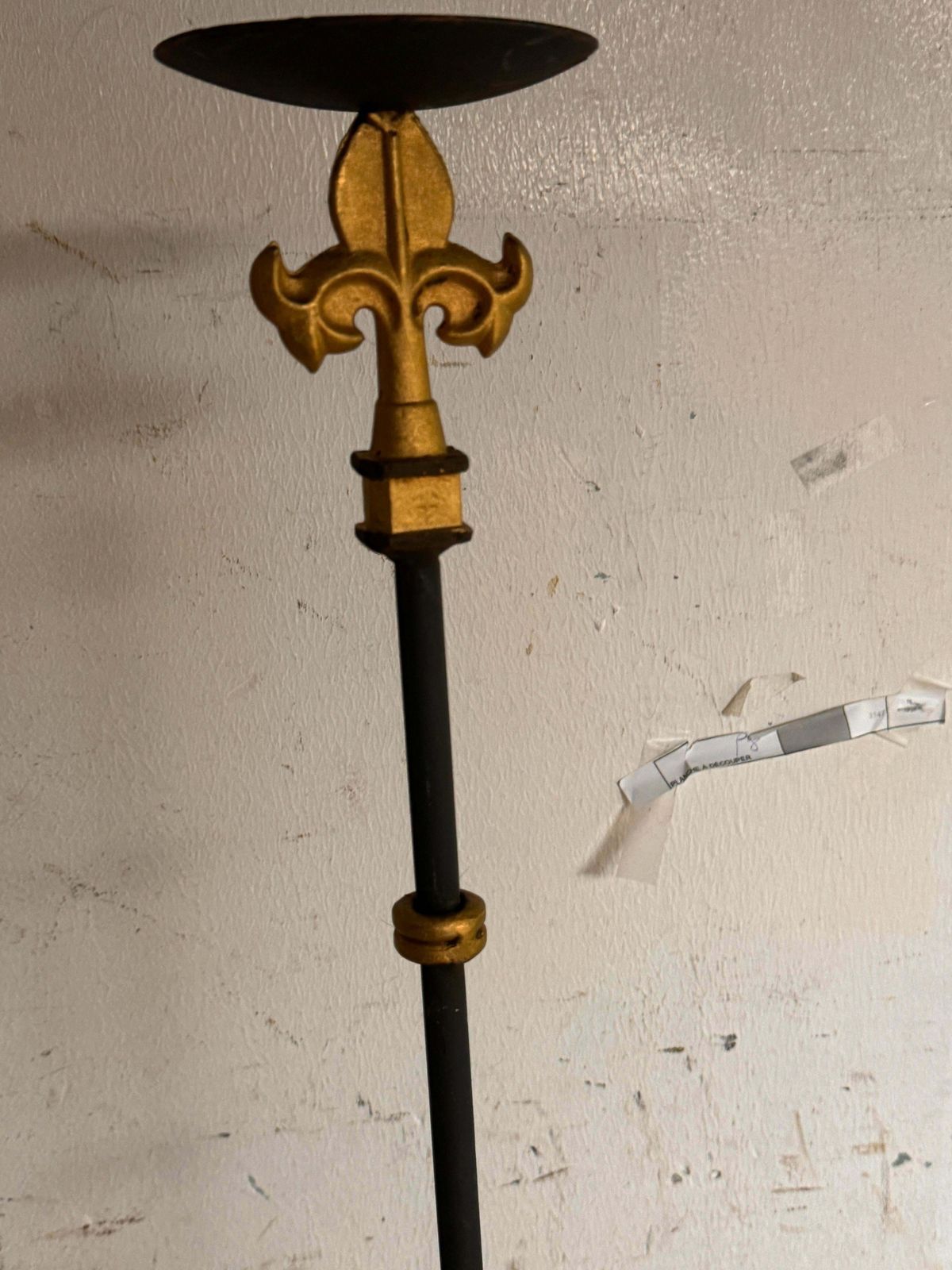 Gillt Iron Candle Holders Or Candlesticks Black And Gold France 1970 Set Of 2 photo 680.0