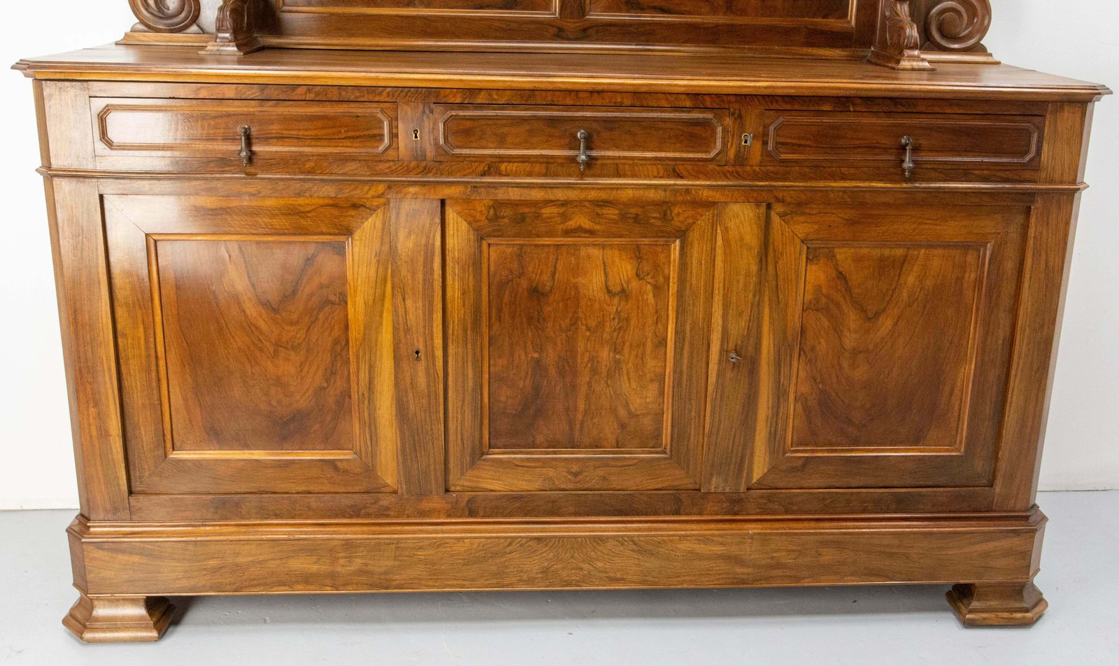 19th Century Walnut Buffet Louis Philippe Deux Corps, France photo vintage