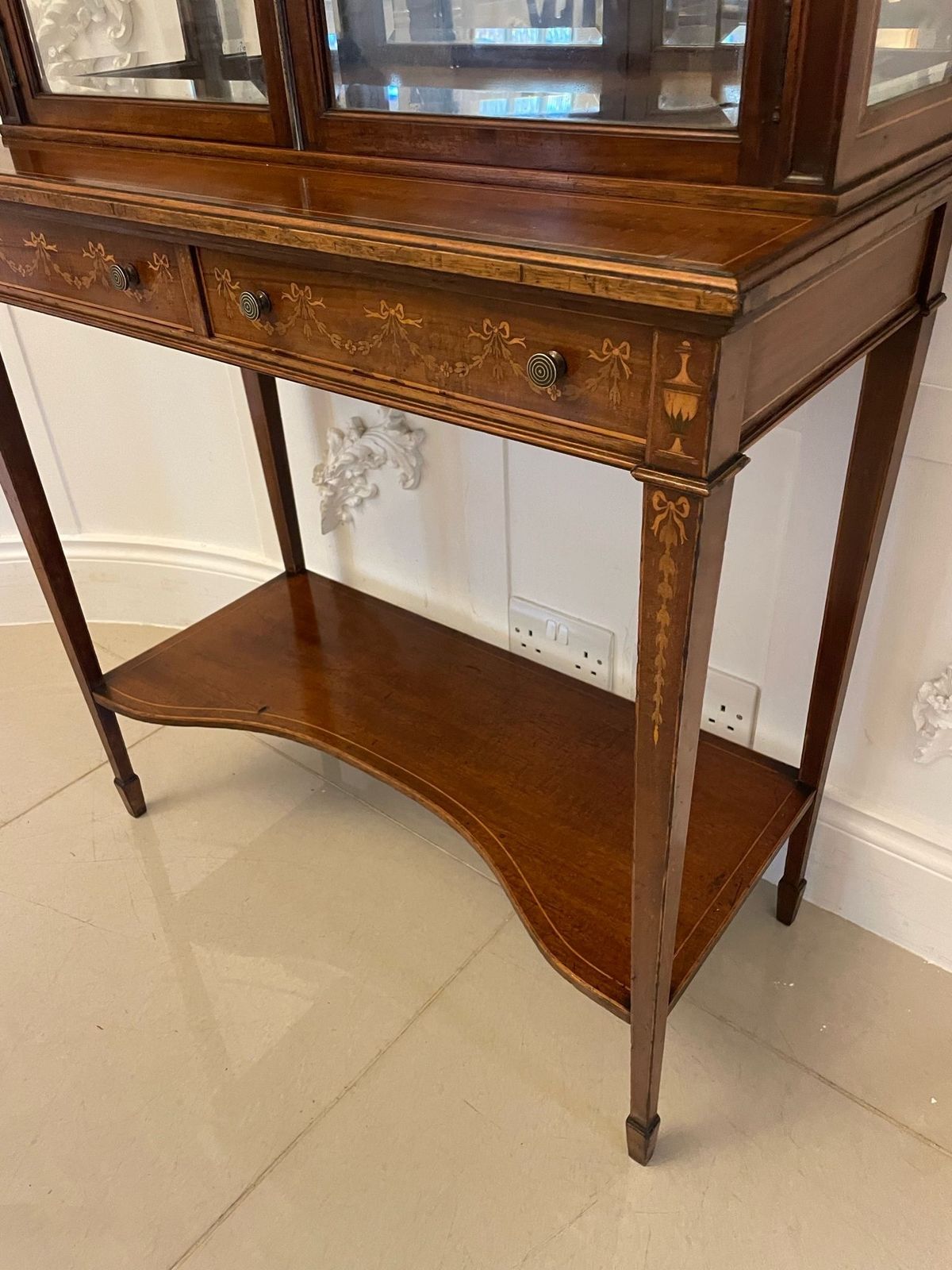 photo for sale Outstanding Quality Antique 19th Century Mahogany Inlaid Display Cabinet