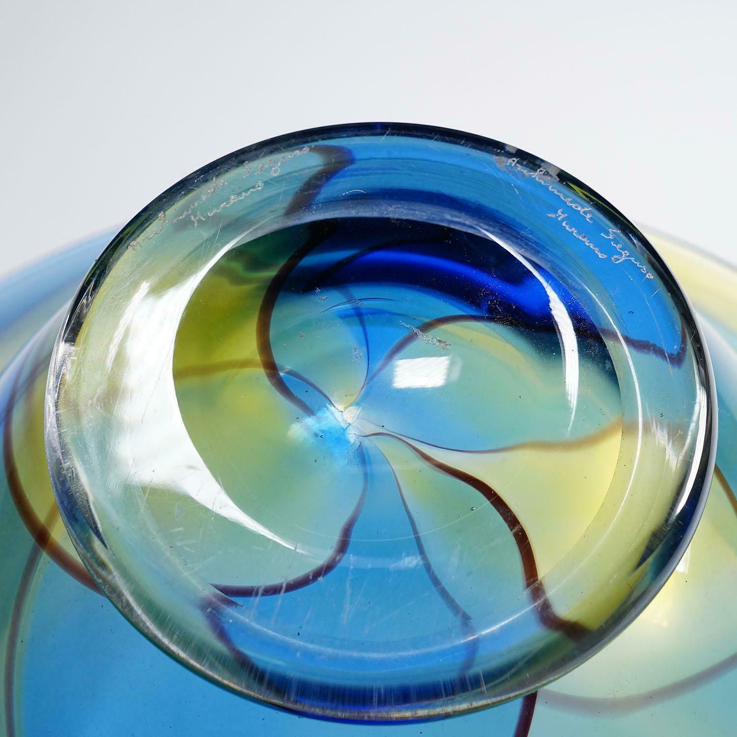 Large Carnevale Art Glass Bowl By Vetreria Archimede Seguso Ca. 1980s photo for sale