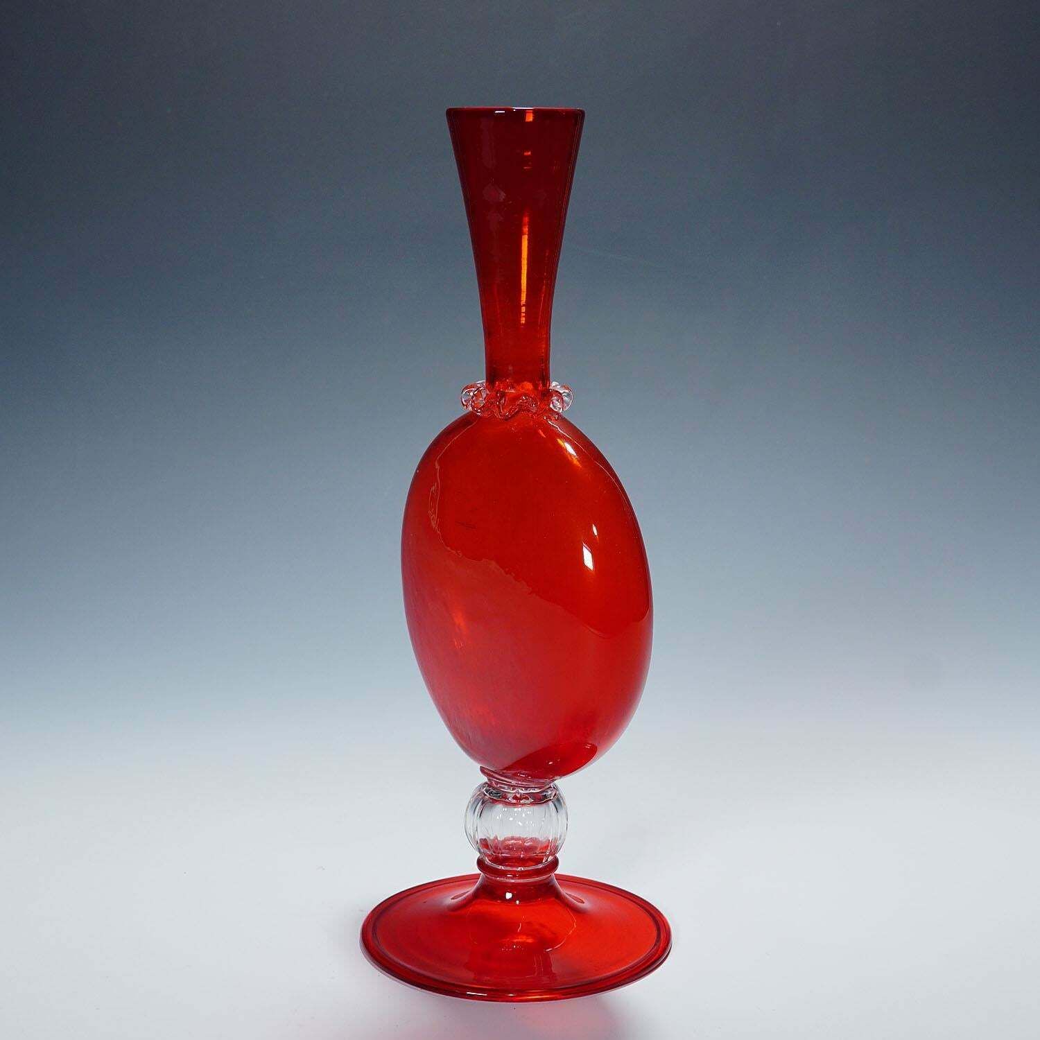Vetro Soffiato Glass Vase By Vittorio Zecchin For Venini Murano Ca. 1950 photo vintage