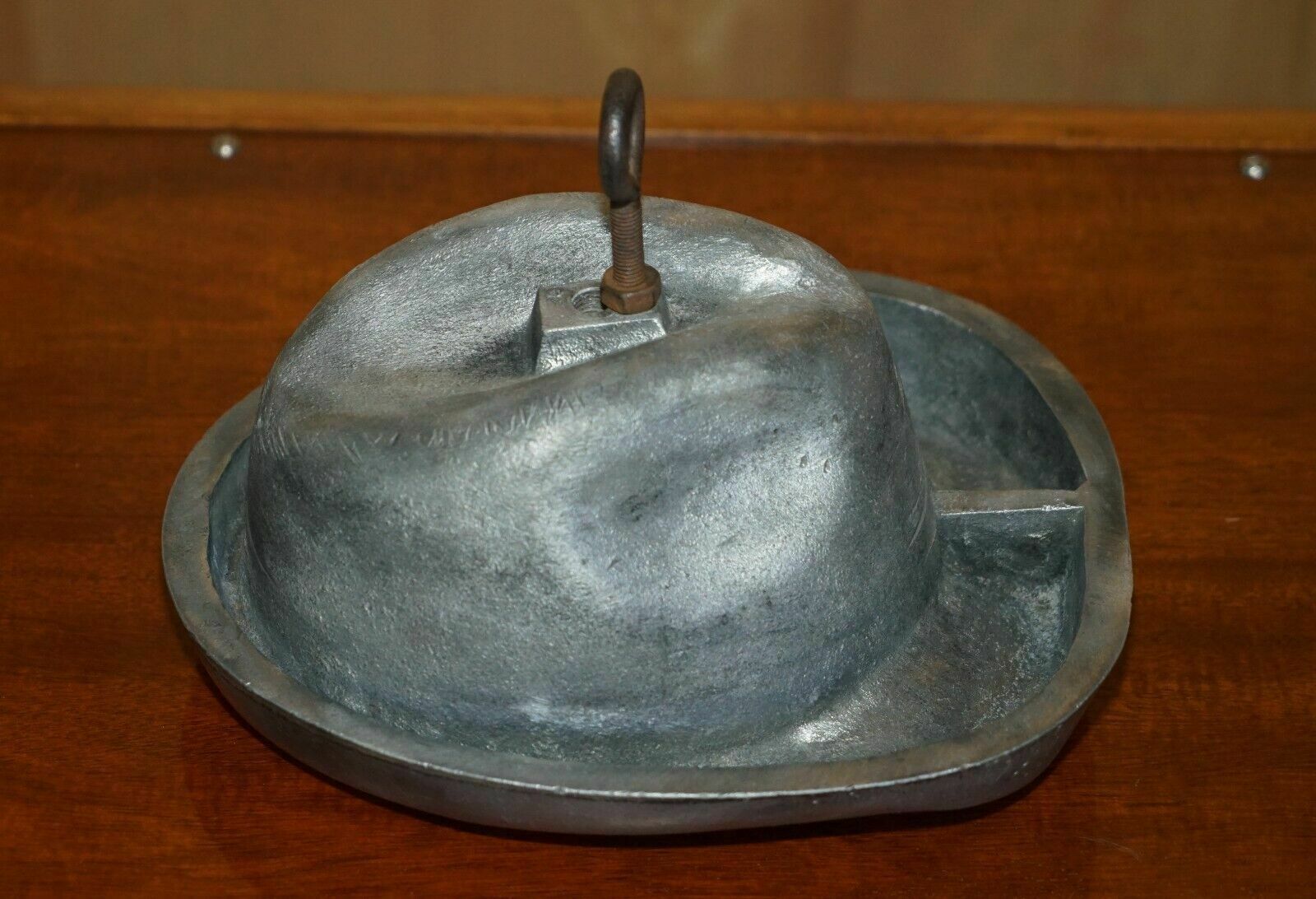 Antique Original Pewter Trilby Hat Stand Mold For Circa 1920's Art Deco Hats photo for sale
