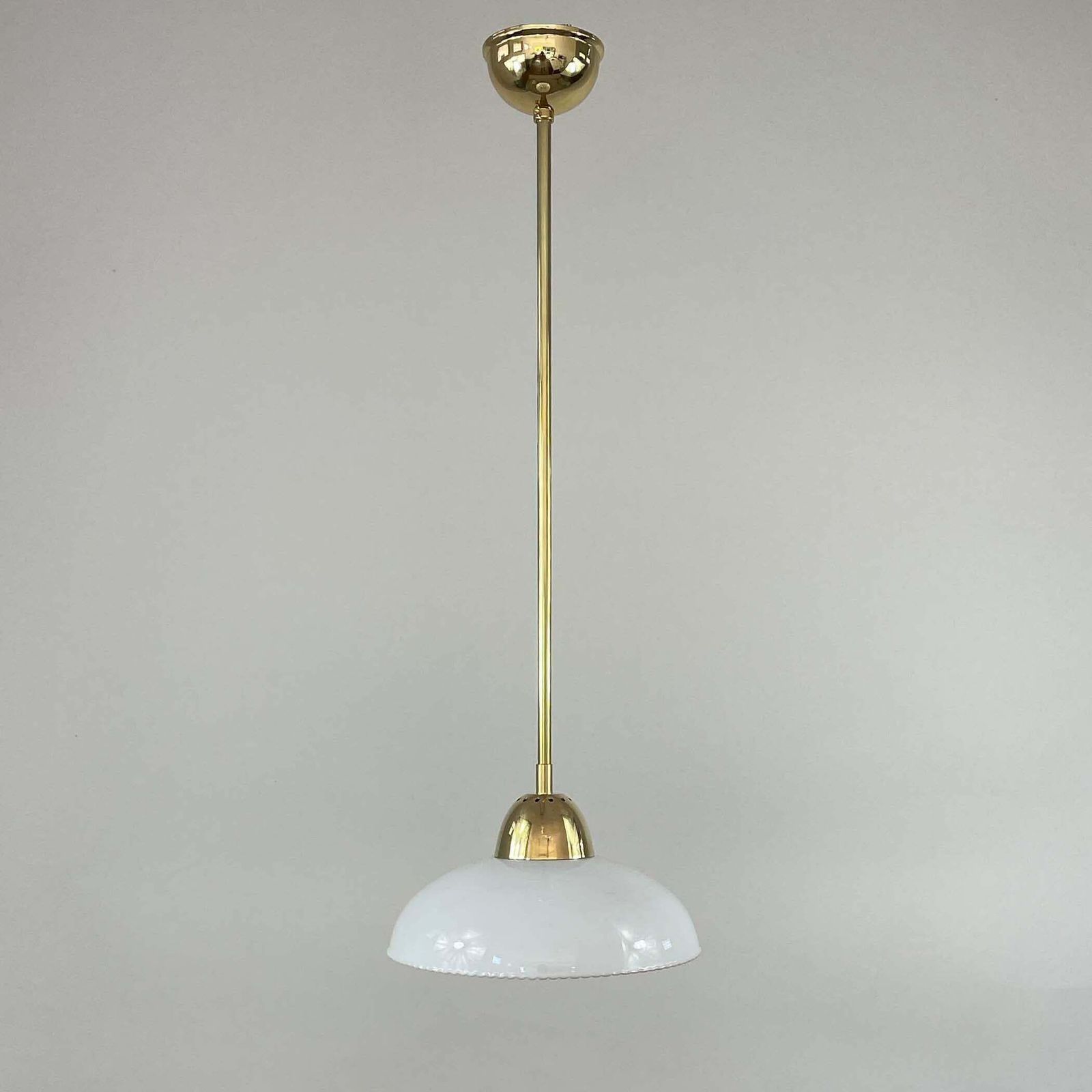 photo furniture Art Deco White Opaline Glass And Brass Pendants, Sweden 1940s, Set Of 2