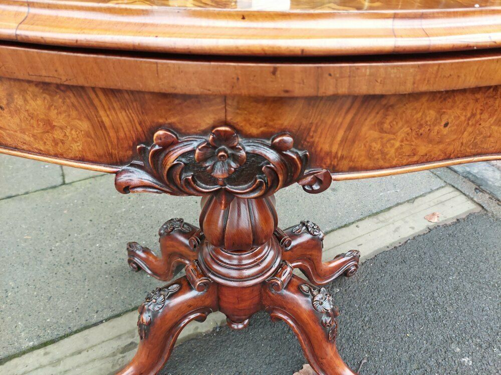 Victorian Burr Walnut Serpentine Card Table photo furniture