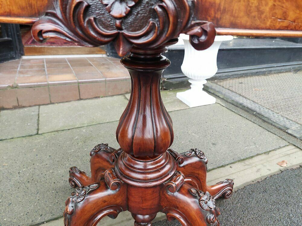 Victorian Burr Walnut Serpentine Card Table photo for sale