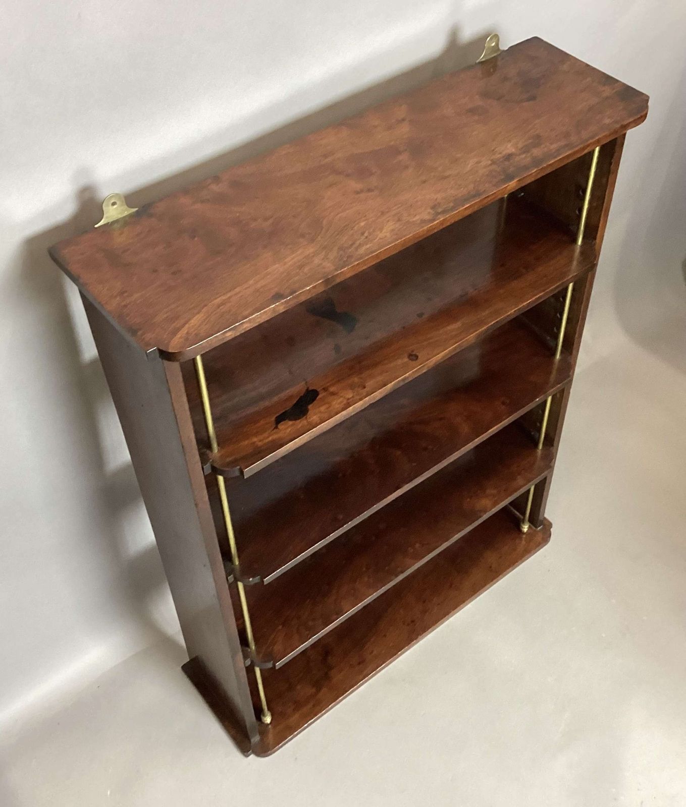 Good Regency Mahogany And Brass Hanging Wall Shelves photo Furniture