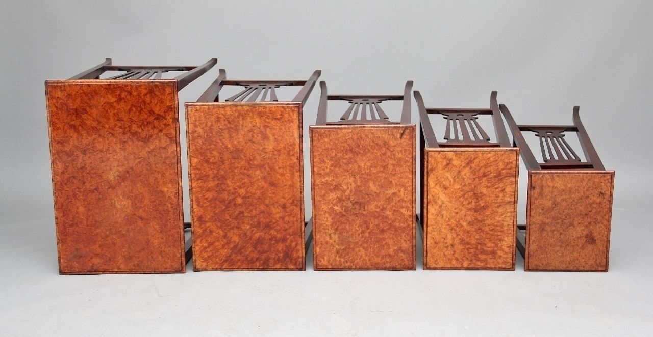 Set Of 19th Century Teak And Burr Walnut Nest Of Tables photo furniture