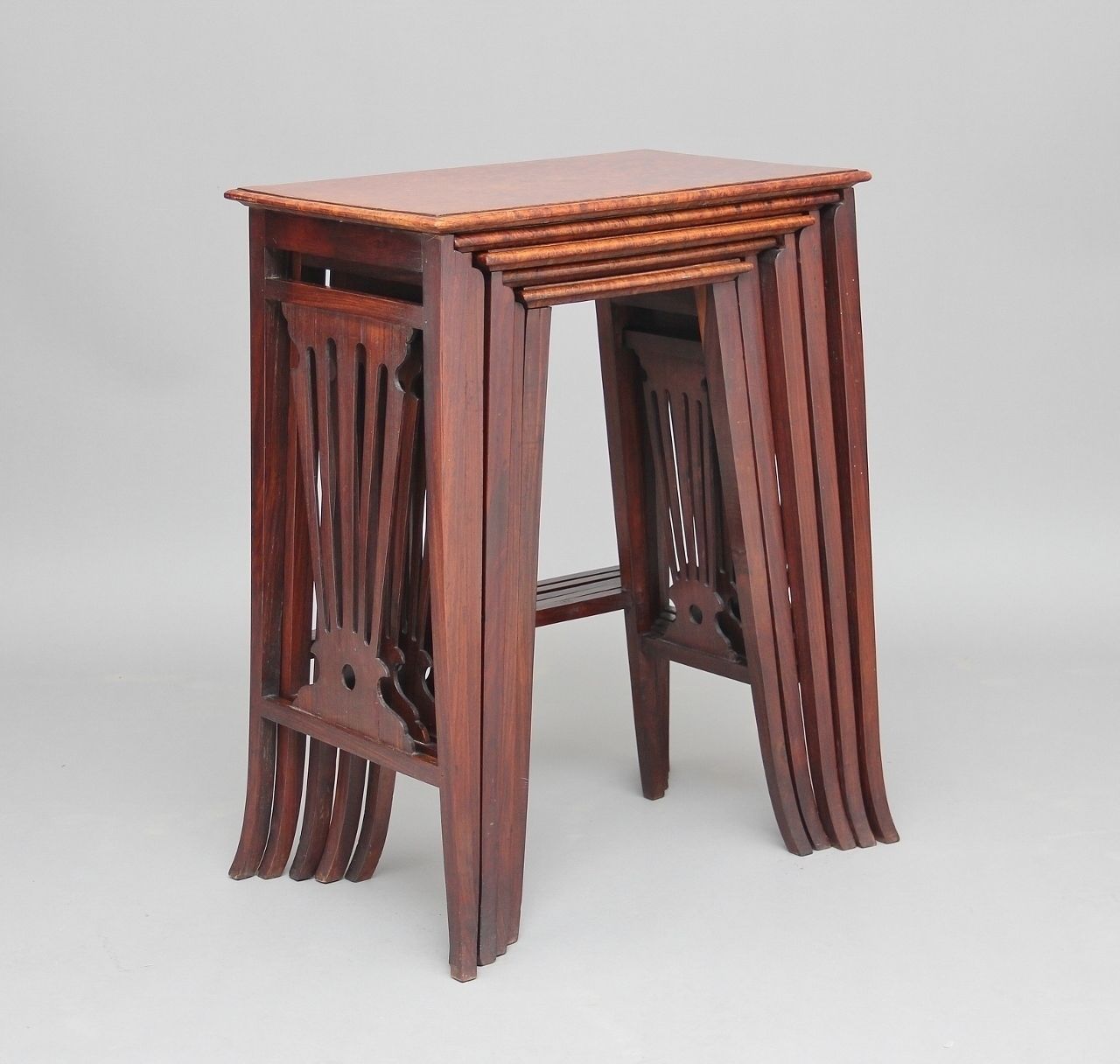 Set Of 19th Century Teak And Burr Walnut Nest Of Tables photo for sale