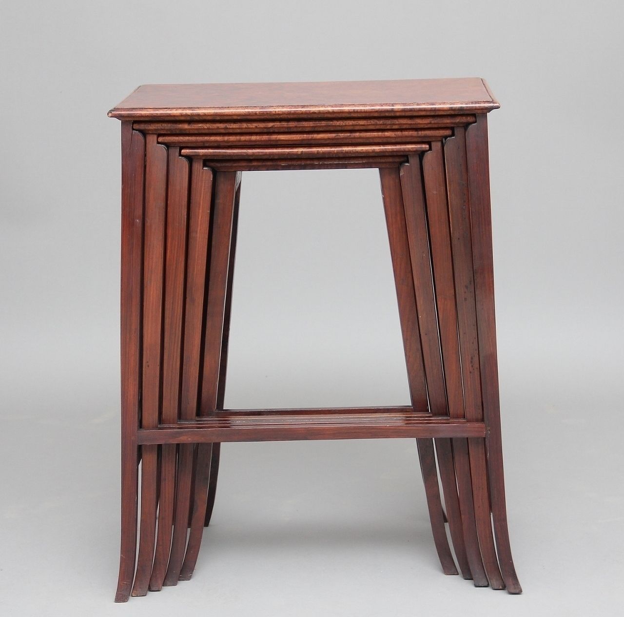 Set Of 19th Century Teak And Burr Walnut Nest Of Tables photo vinterior