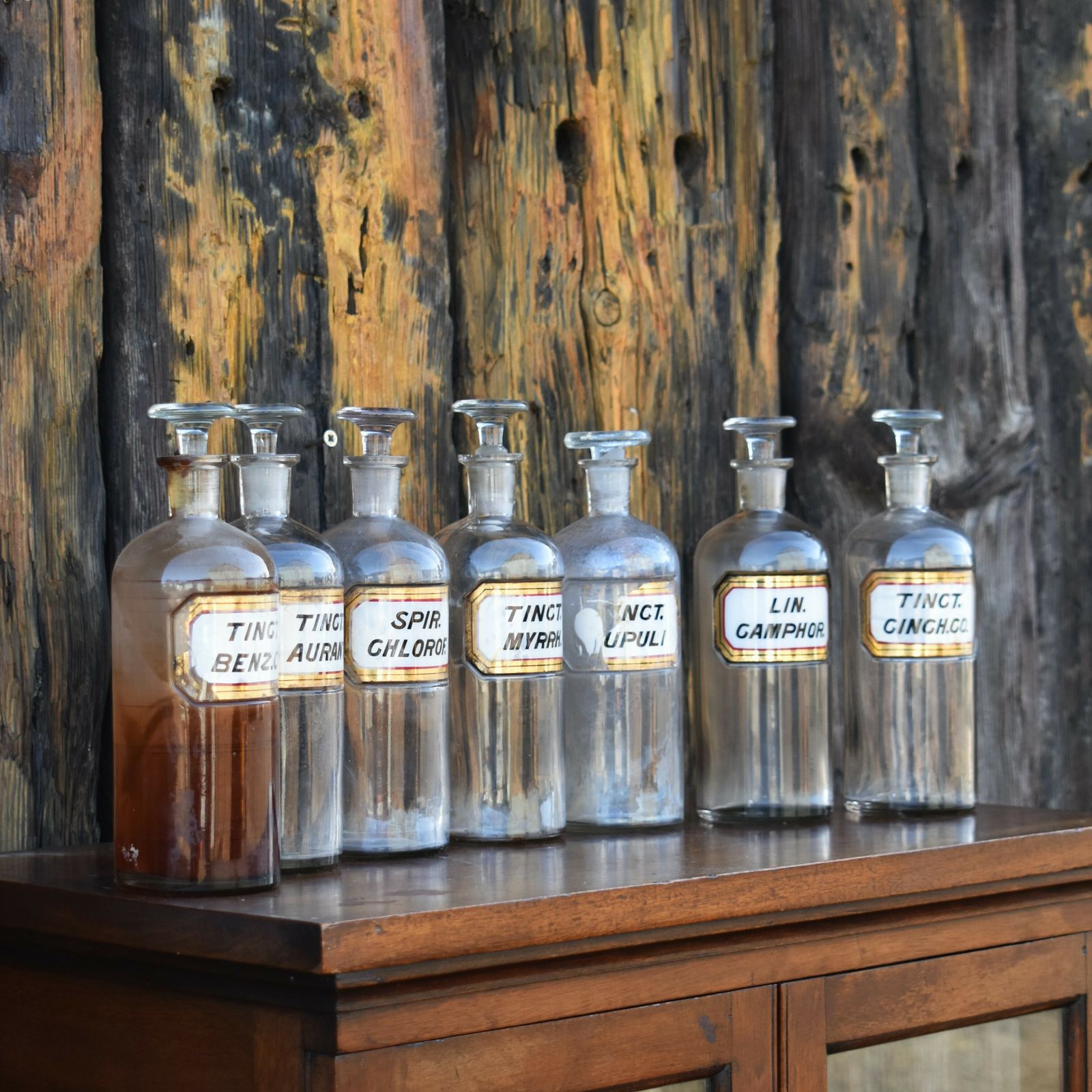 Antique 1862 Victorian Apothecary Bottles Glass Waltons Patent New York Set Of 7 photo vintage
