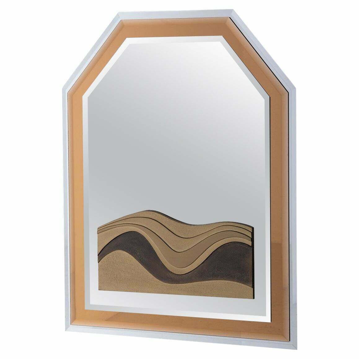 Italian Wall Mirror Sculpture By Luciano Frigerio