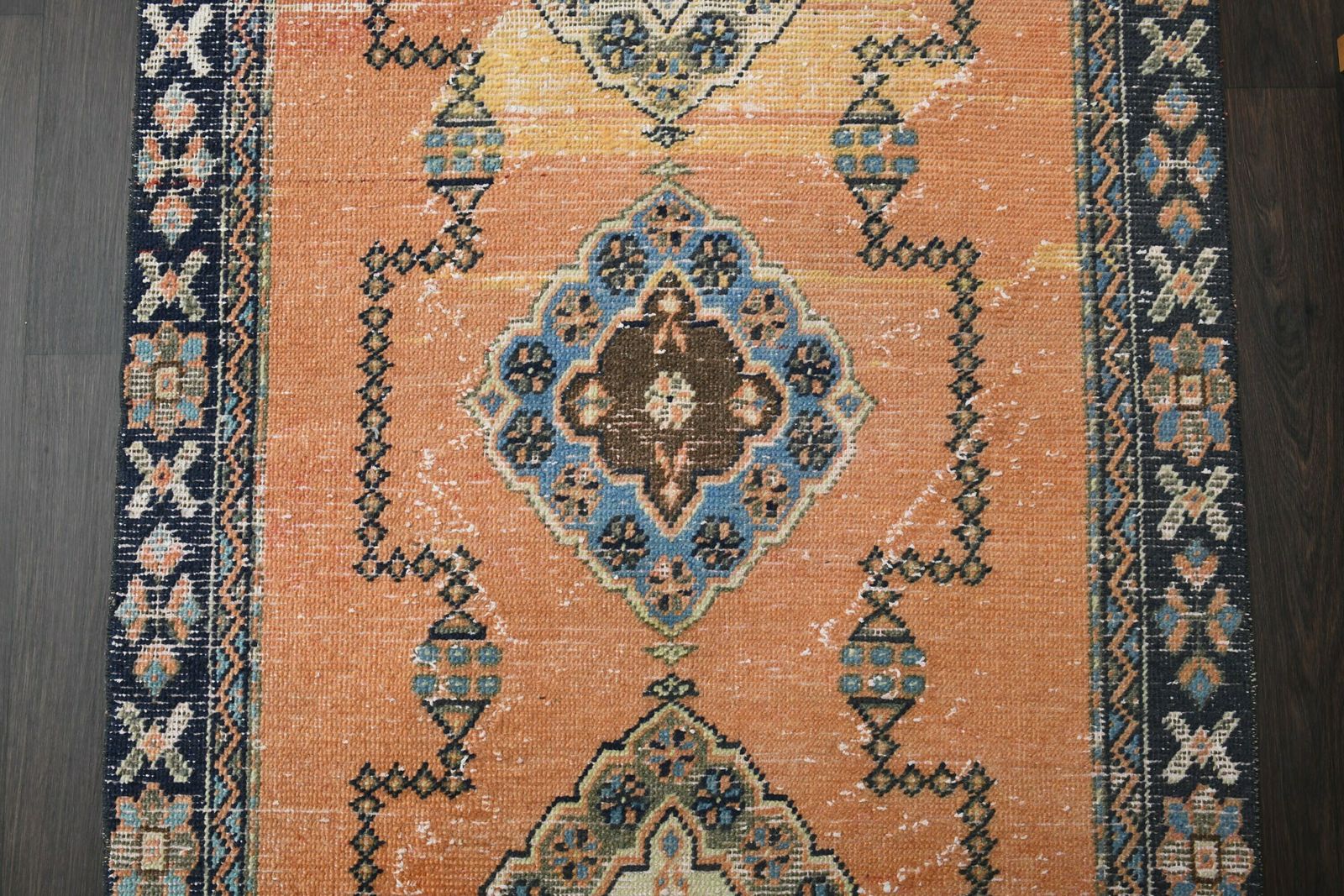 Turkish Rug, Vintage Bohemian Rug, Oushak Rug, 4x11  Kitchen Rug, Hallway Rug, Home Decor, Entryway Rug, Runner Rug photo vintage