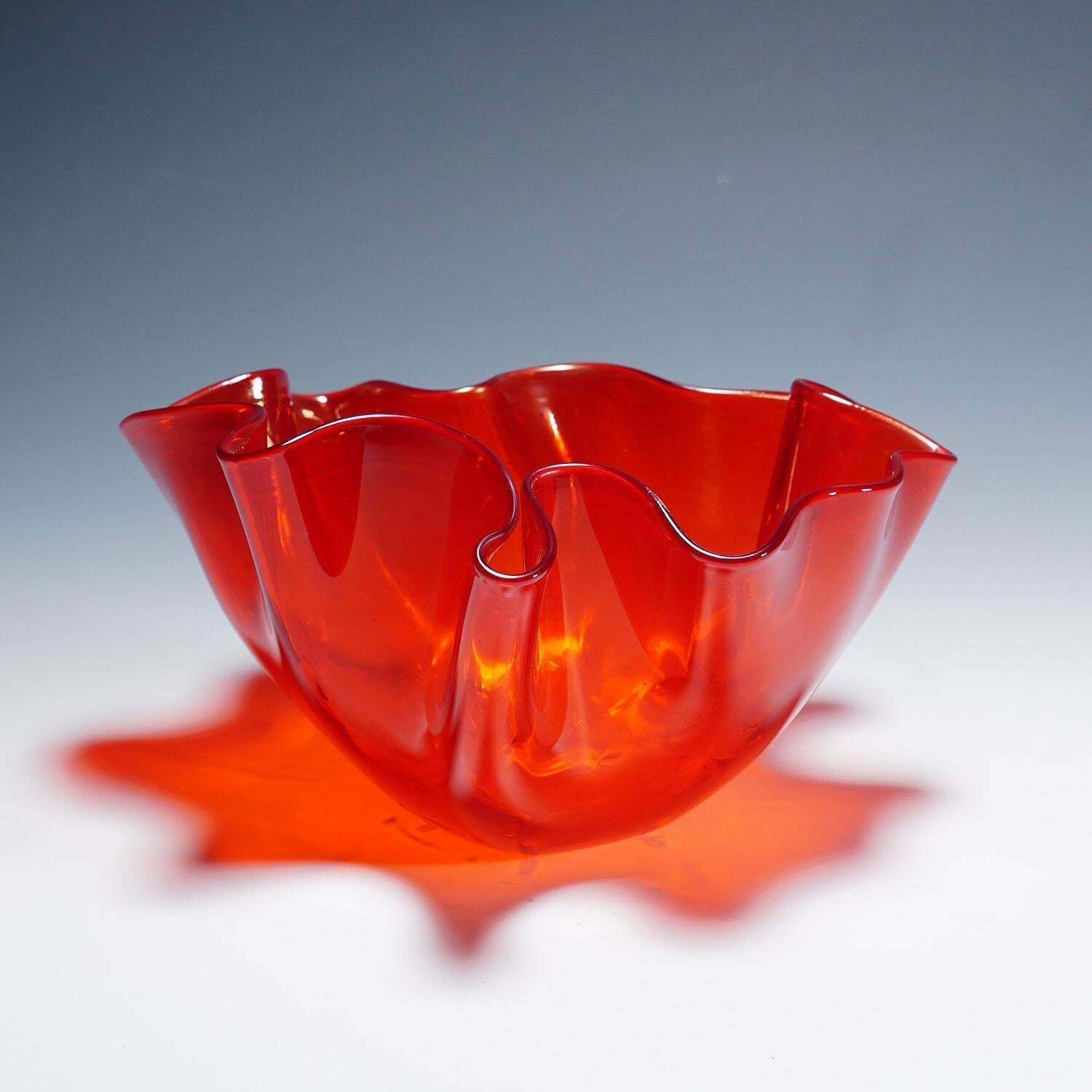 Venini Vase 'Fazzoletto' In Red, Venice Murano 1950s photo for sale