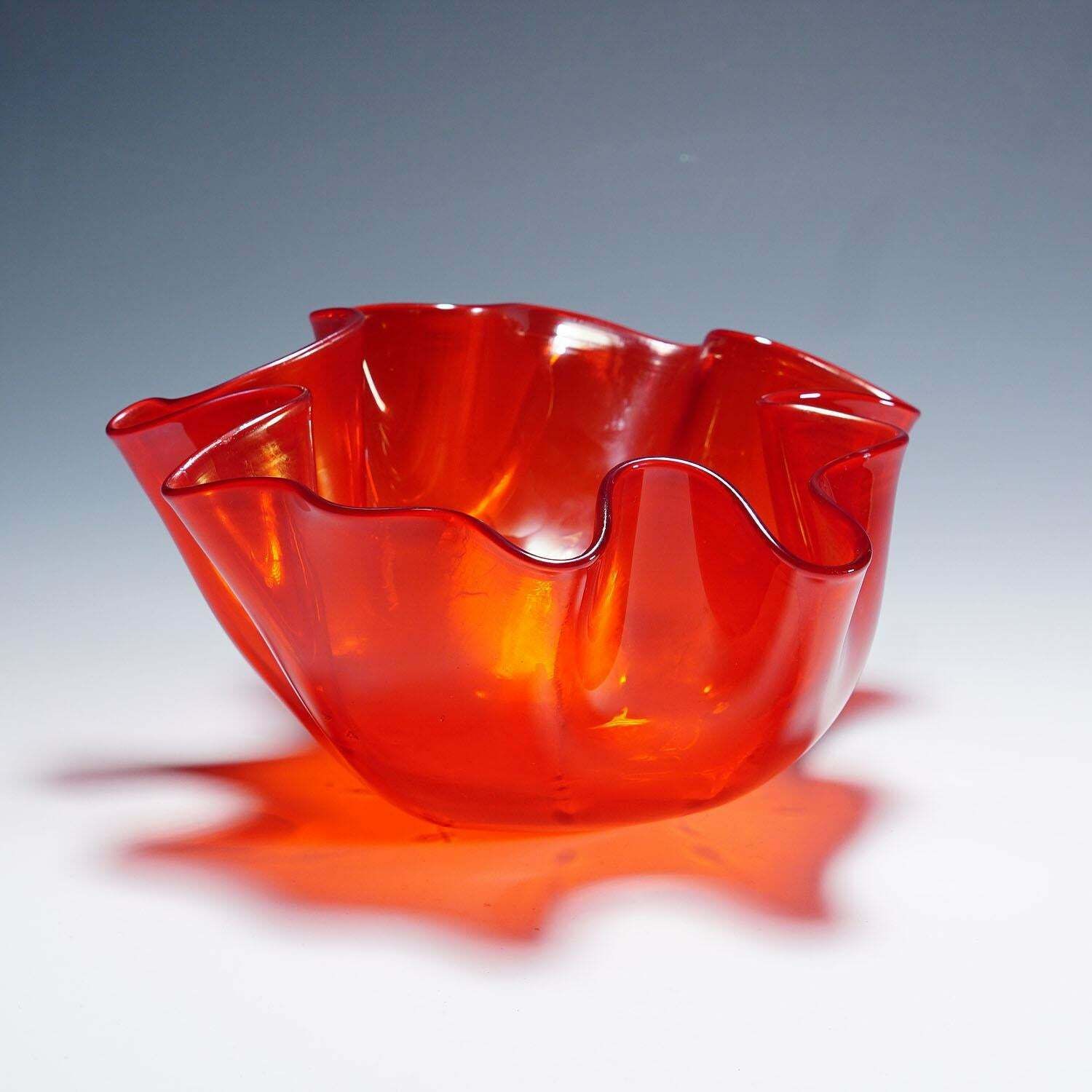 Venini Vase 'Fazzoletto' In Red, Venice Murano 1950s photo Home Decor
