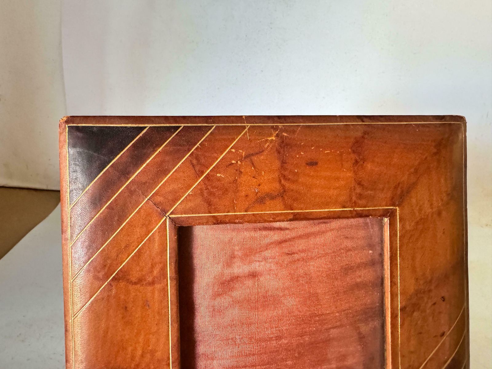Jacques Adnet Style, Brown Leather Picture Frame, France 1940 photo vintage