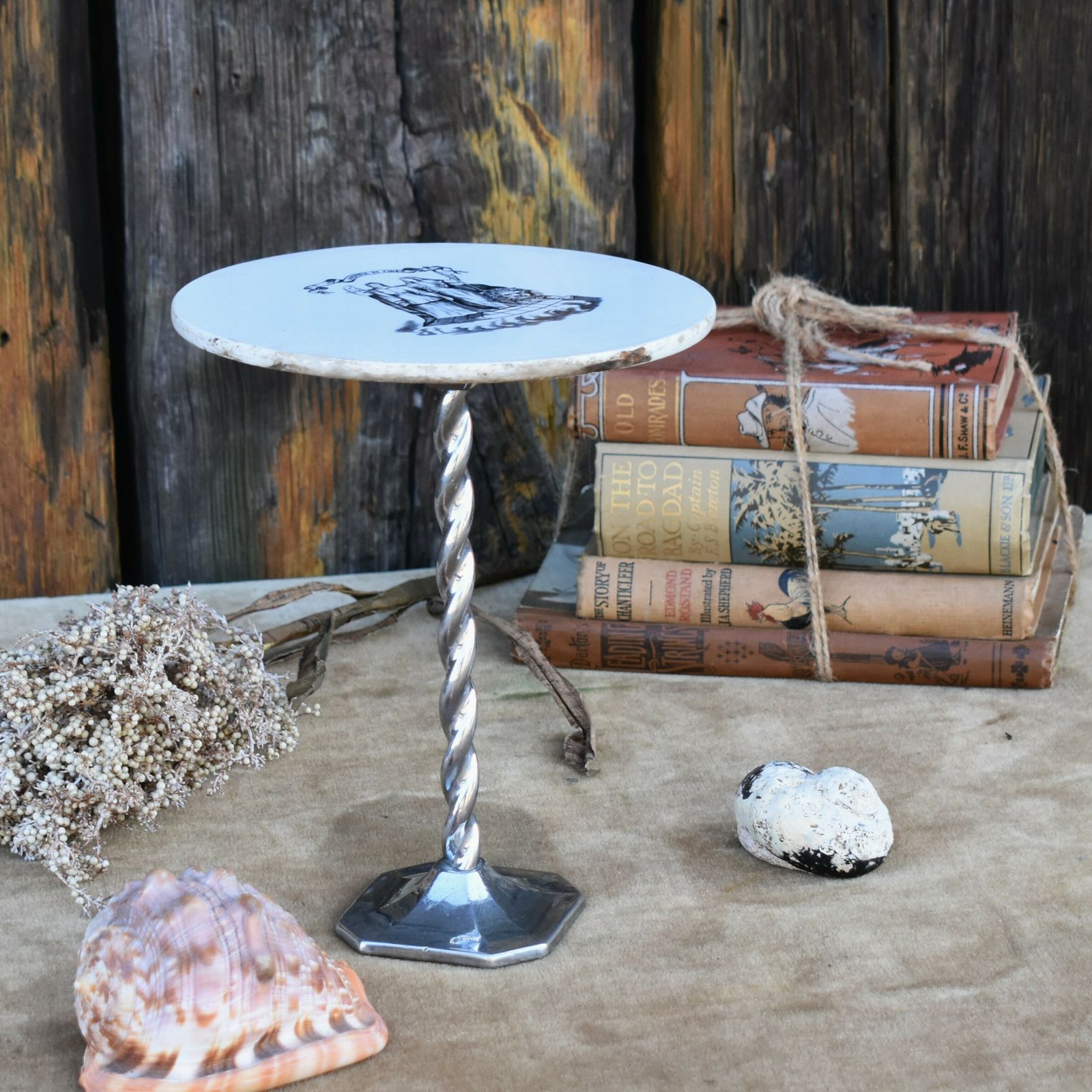 Antique Justice Ironstone & Chrome Twist Grocery Outfitters Shop Display Stand photo buy