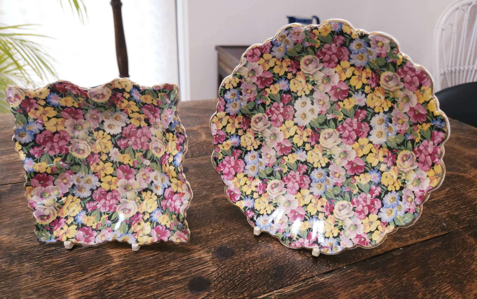 Duo Of 1940s James Kent Old Foley Florita Scalloped Dishes photo furniture