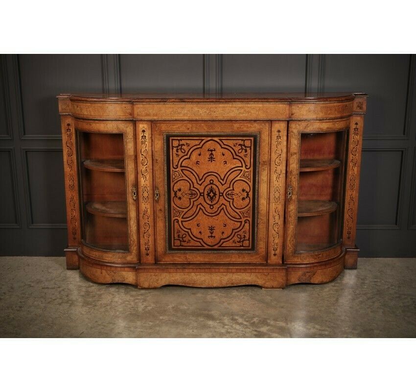 Victorian Burr Walnut Marquetry Inlaid Credenza photo Furniture