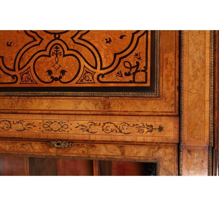 Victorian Burr Walnut Marquetry Inlaid Credenza photo vinterior