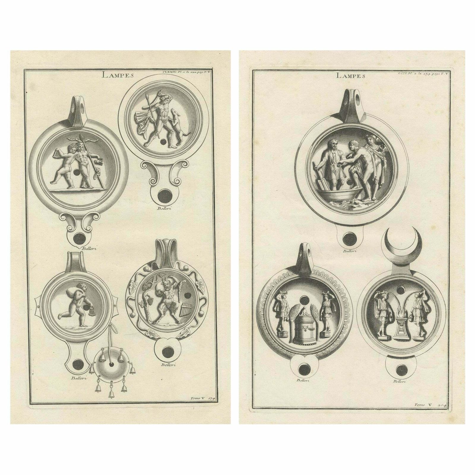 Ancient Lamps In Art: Montfaucon's 18th Century Engravings, Circa 1722