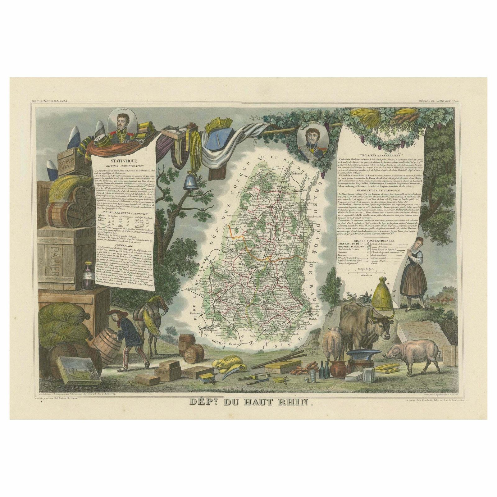 1852 Map Of Haut Rhin: An Illustrated Gateway To Alsace's Viticultural Splendors