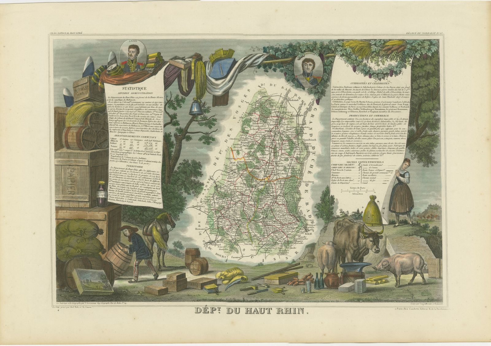 1852 Map Of Haut Rhin: An Illustrated Gateway To Alsace's Viticultural Splendors photo furniture