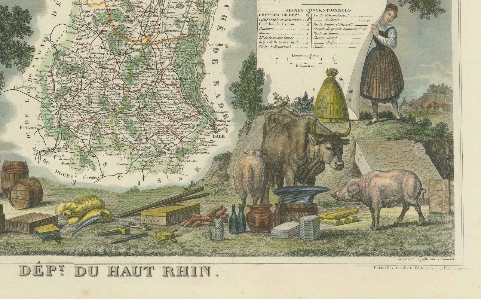 1852 Map Of Haut Rhin: An Illustrated Gateway To Alsace's Viticultural Splendors photo 370.0