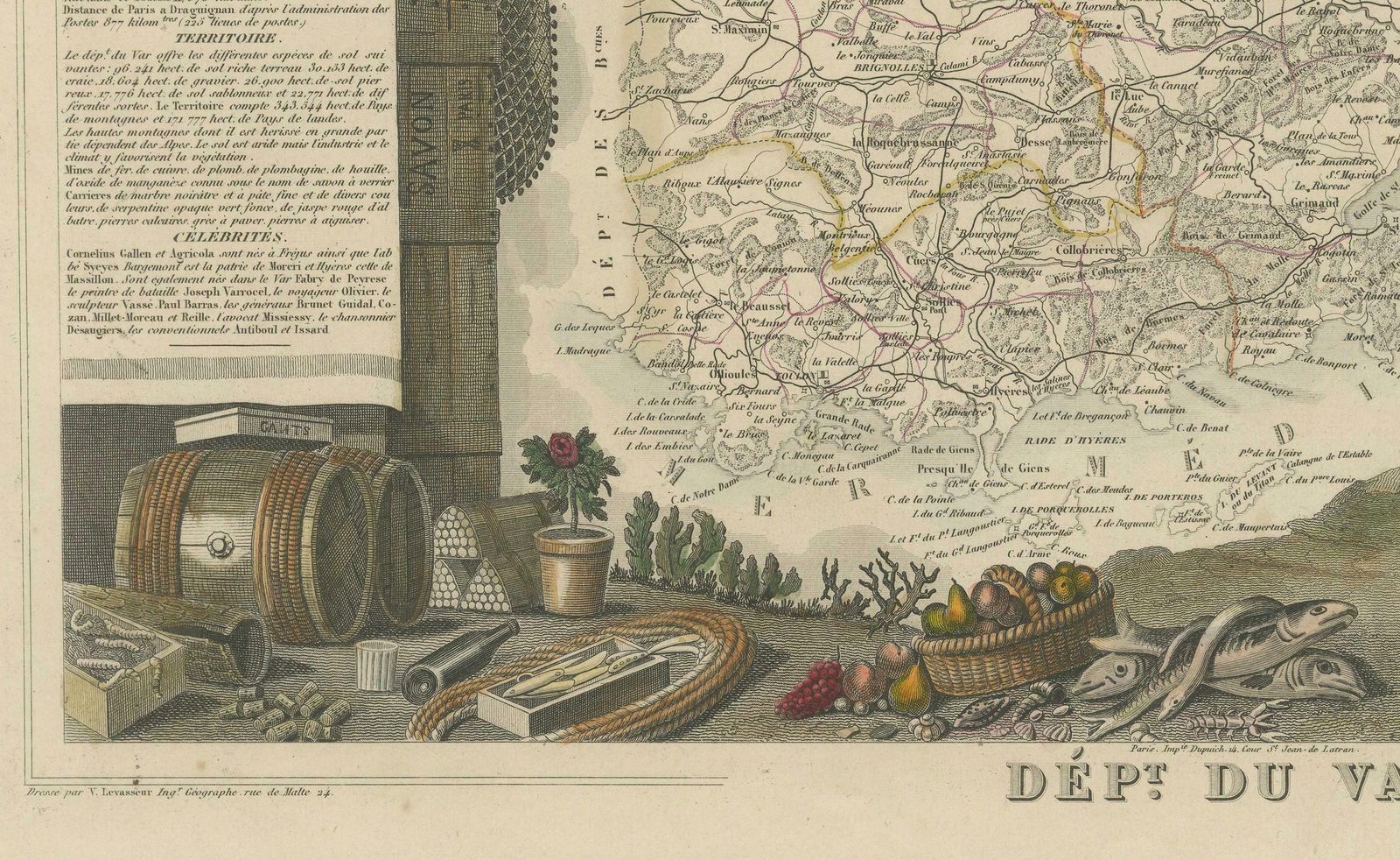 The Illustrated Map Of The Var Department From The Atlas National Illustré, 1856 photo vinterior