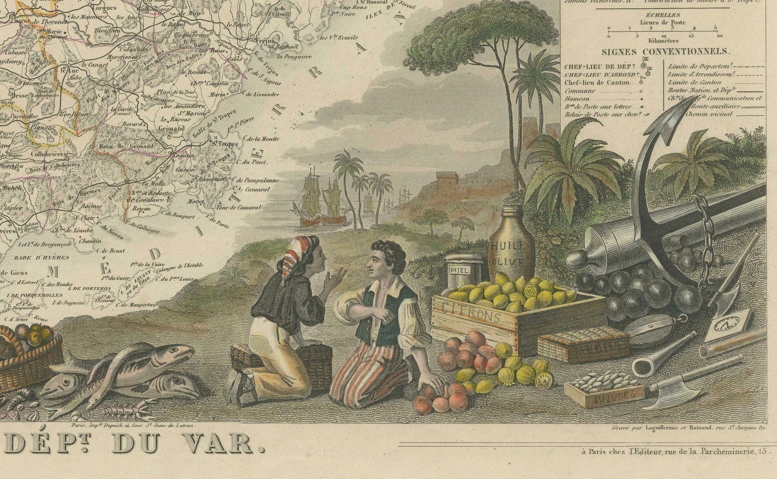 The Illustrated Map Of The Var Department From The Atlas National Illustré, 1856 photo buy