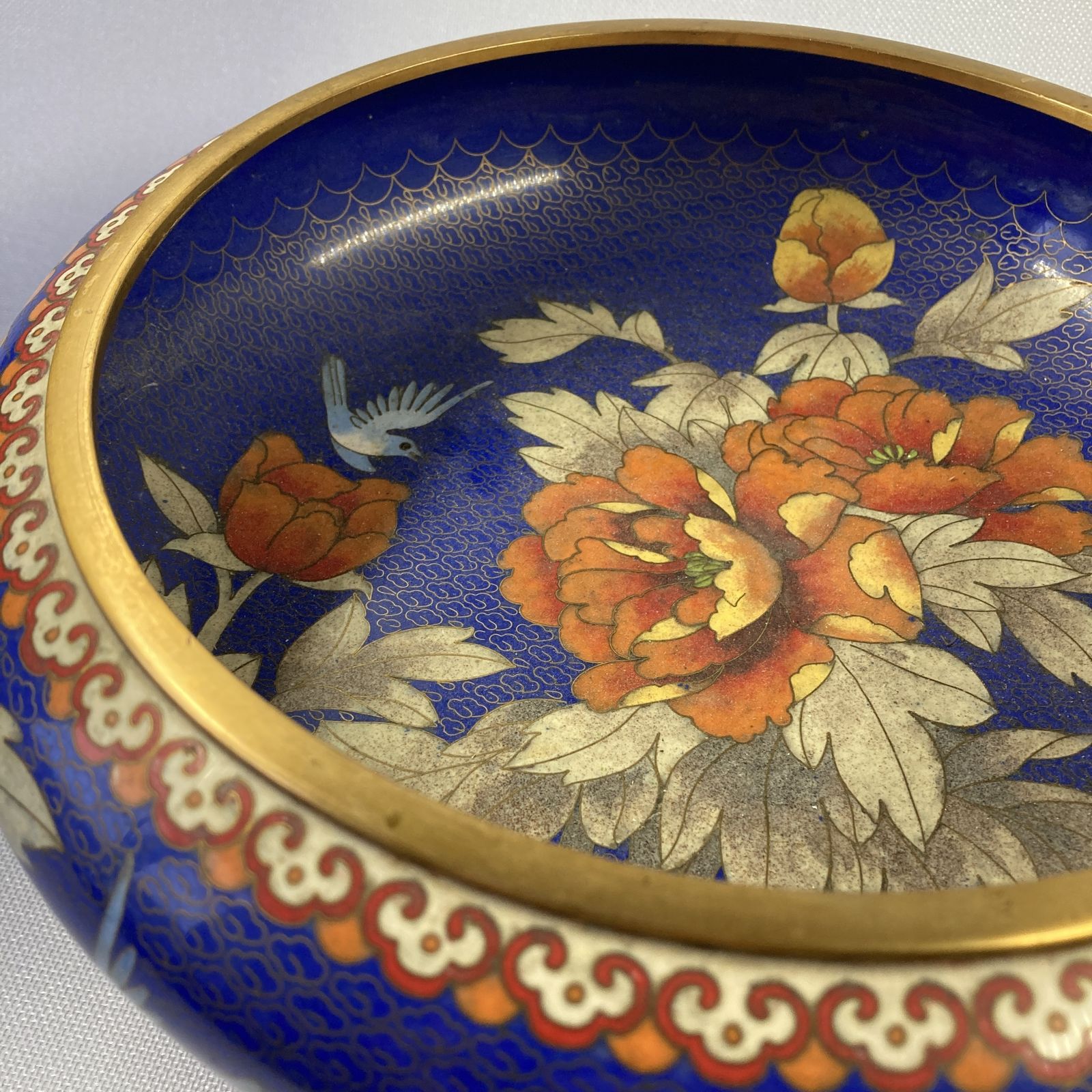 Beautiful Antique Floral Cloisonne Bowl And Stand photo for sale
